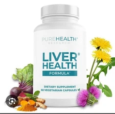 Lot of 2 PURE HEALTH LIVER SYSTEM SUPPORT 60 VEGETARIAN CAPSULES