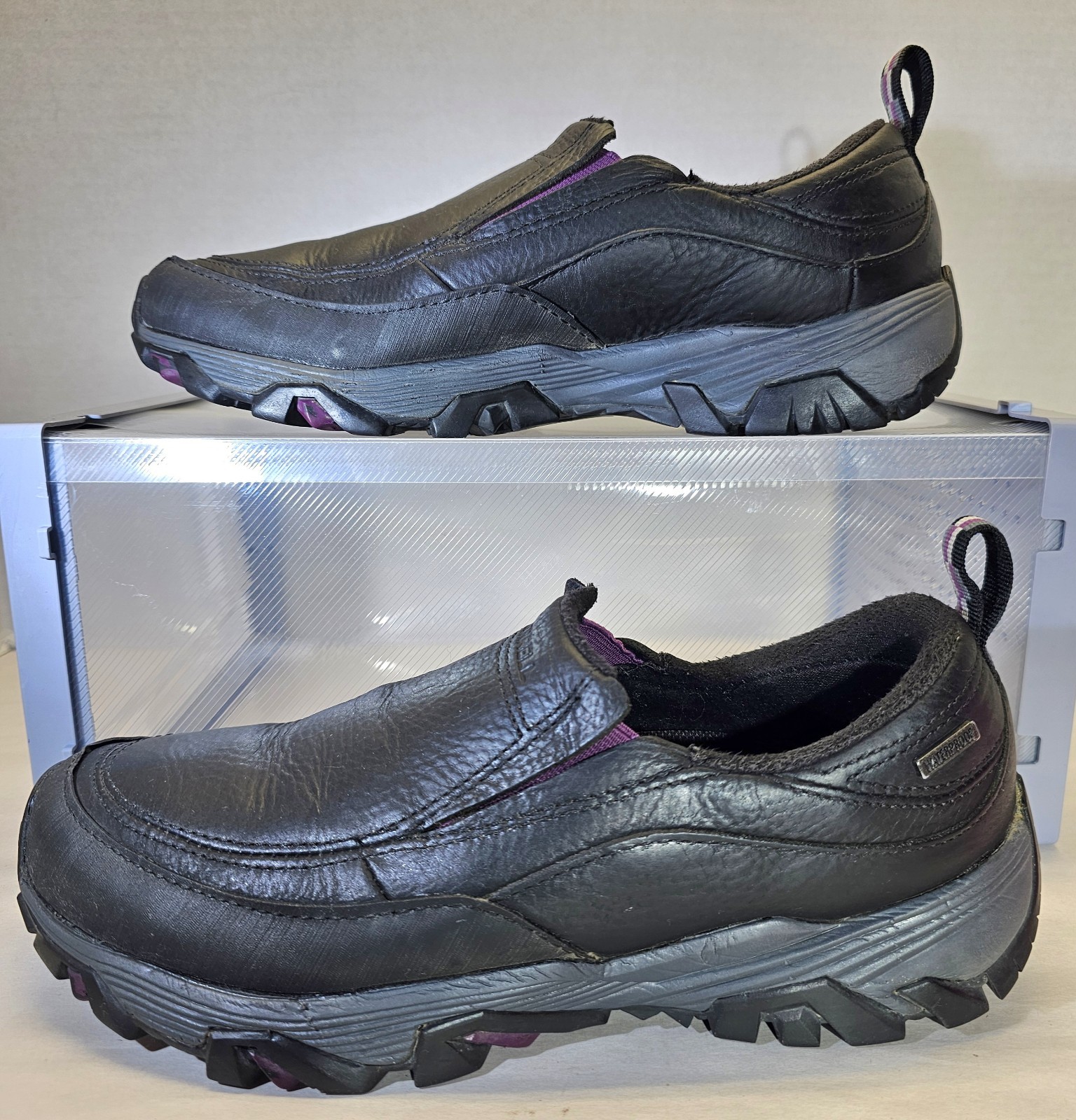 Scarpe Vibram Merrell donna finte c pack ghiaccio impermeabili pelle nera taglia 8