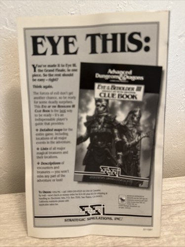 Official Advanced Dungeons and Dragons Eye of the Beholder Rule Book 111 - Picture 2 of 7