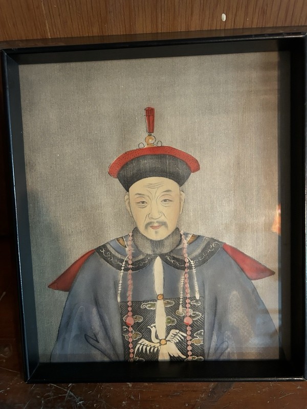 Chinese Silkscreen Royal Court Portrait of Emperor