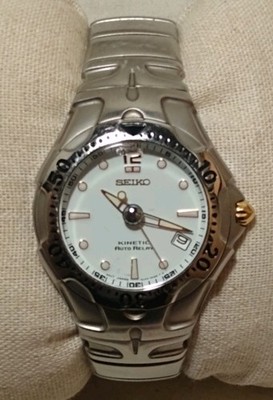 Seiko Kinetic Auto Relay 5J22-OA50 Rare White Gold Works Great New