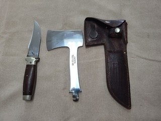 Case XX (W.R. Case & Sons) VINTAGE Knife/Hatchet Combo SET W/ SHEATH!!
