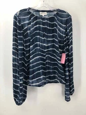 Pre-Owned Bella Dahl Blue Size Large Stripe Long Sleeve Blouse