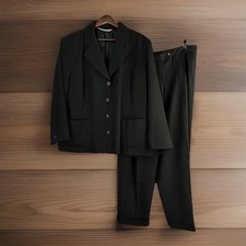 Vintage Austin Reed Black Worsted Wool Suit 16W Classic Timeless Beautiful!