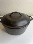 Vintage LODGE Cast Iron Dutch Oven Pot with Lid 8DOL 10 1/4" Made In USA