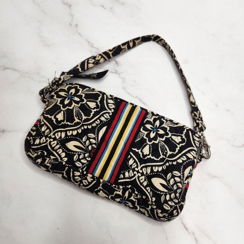 Vera Bradley Barcelona Black White Floral Print Wristlet Clutch Purse Bag - Picture 3 of 7