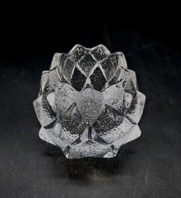 Vntg ORREFORS Sweden Crystal Art Glass Artichoke Firefly Nimbus Candle Holder
