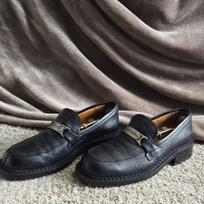 Dolce & Gabbana Men's Black Leather Loafers with Logo Plate Size 8.5 US