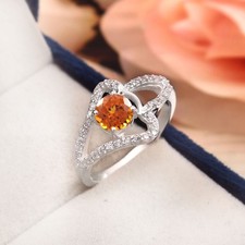 AAA Quality 6x6 MM Orange Sapphire Ring, 925 Sterling Silver Engagement Ring,