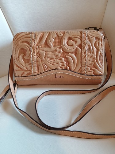 BOC Born Concept Floral Embossed Wallet  Brown Boho Wristlet Crossbody Wallet