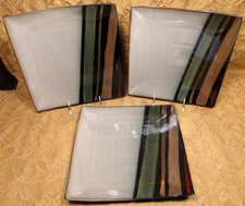 3 SANGO Avanti Black 4721 square 11" stoneware DINNER  plates