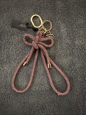 Victoria's Secret Bow Knotted Shine Rhinestone Wristlet Strap Keychain Pink NWT
