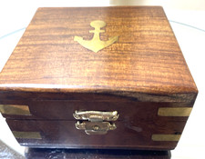 Vintage brass Sundial compass wooden case
