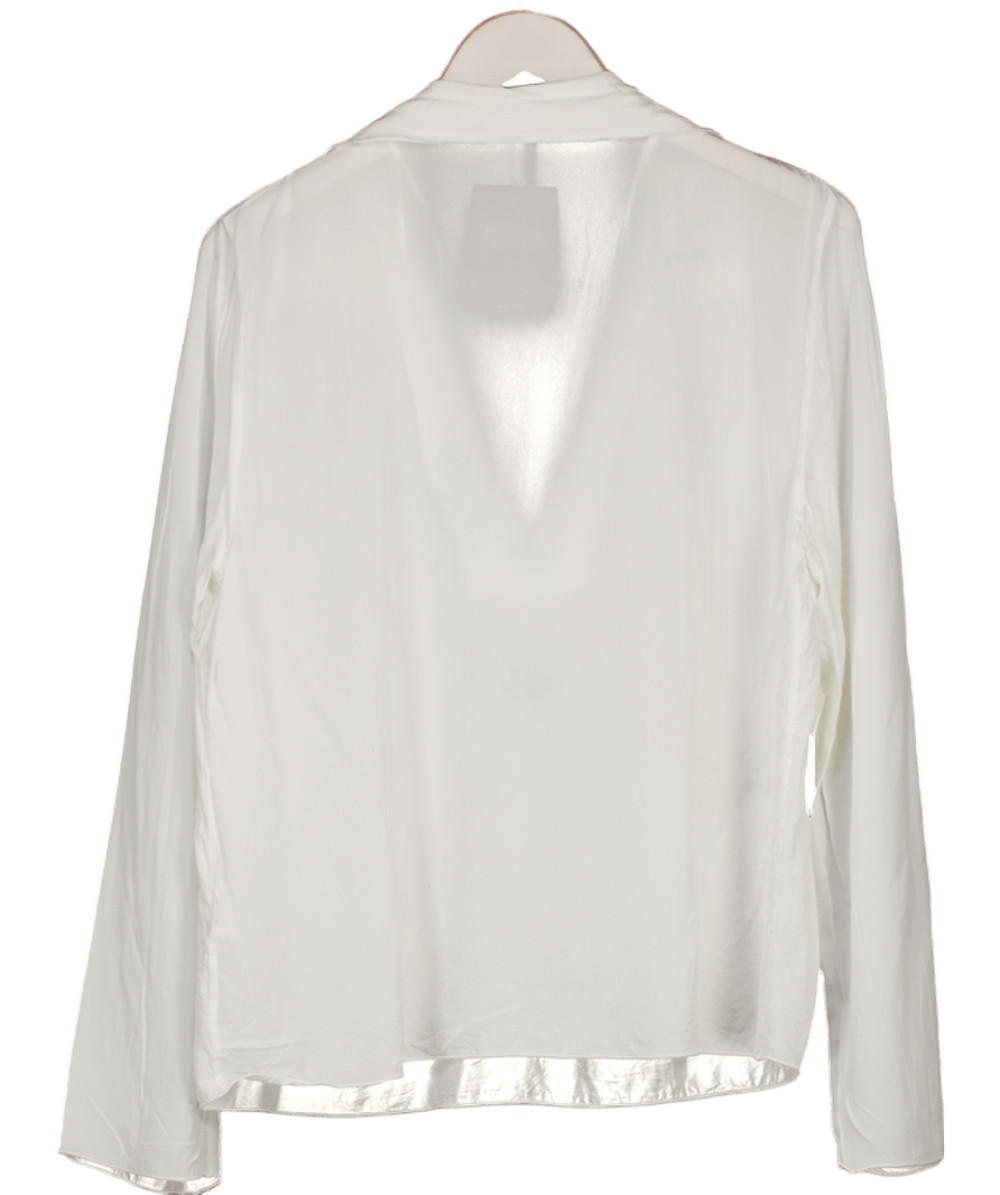 Massimo Dutti White Open Collar Loose Fit Blouse UK S image 2