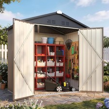 4' x 6' Outdoor Metal Storage Shed, Heavy Duty Garden Tool Shed with