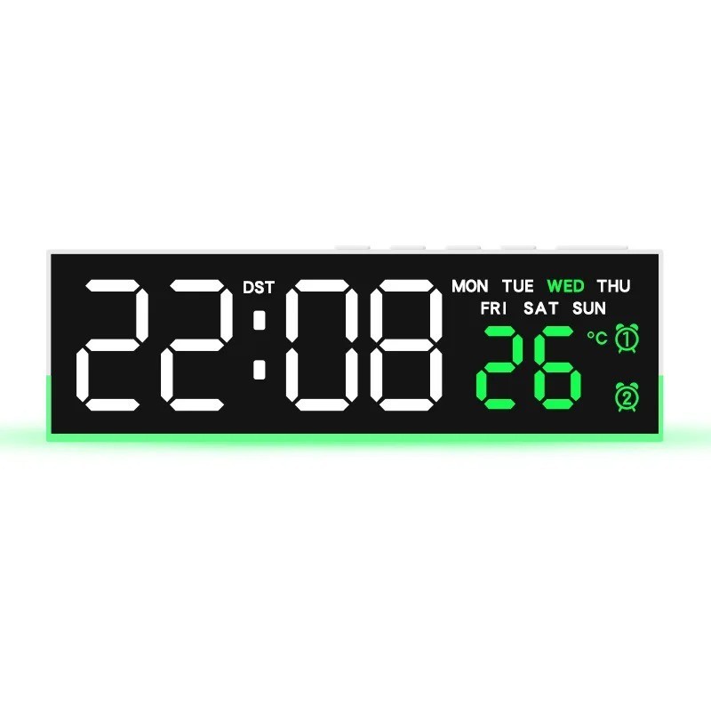 Digital Alarm Clock with Mood Light TEMP Date Week 2 Alarms Auto Dimmable Snooze