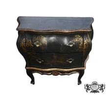 Antique Petite Italian Chinoserie Style Bombe' Two Drawer Commode
