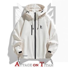 Attack On Titan Eren Jaeger Corps Windbreaker Jacket Zipper Hooded Hoodie Coat