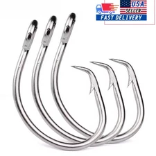 50PCS Tuna Circle Fishing Hook Stainless Steel Big Game Saltwater Hook 8.0-14.0