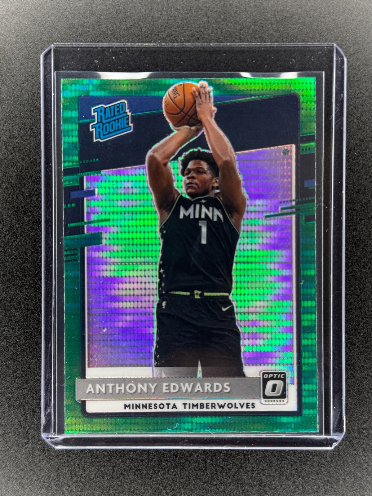 Anthony Edwards Rookie 2020-21 Donruss Optic Green Pulsar RC #151 Timberwolves