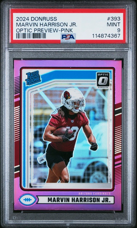 2024 Panini Donruss Marvin Harrison JR. #393 Optic Preview Pink Rookie PSA 9