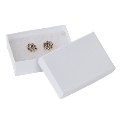 SSWBasics 3 1/16 x 2 1/8 x 1 inch White Embossed Cotton Filled Jewelry Boxes