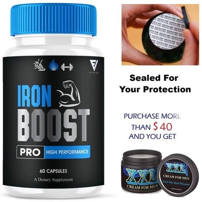Iron Boost Pro High Performance Supplement, IronBoost (60 Capsules) Sealed Pack