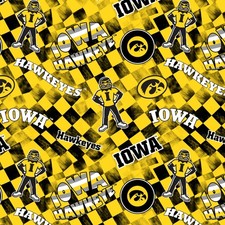 Official Licensed University of Iowa Cotton Quilting Fabric-Iowa Hawkeyes Check