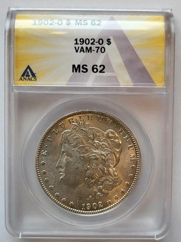 1902-O   ANACS MS-62   VAM-70   Brilliant   Morgan Silver Dollar.   #334.