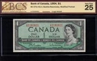 1954 2-Digit RADAR Note $1.00 BCS * 1181811 * Very RARE Canada QEII One Dollar