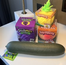 Jumbo Squishy Bundle Smushmart Grapes Pickle Squeeezy Pineapple Peach