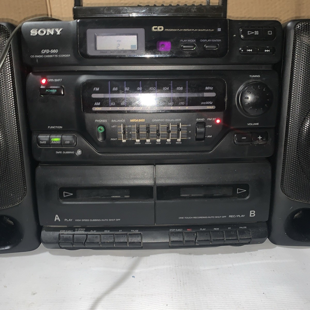Sony CFD-560 CD Player Radio Stereo Cassette Boombox - Works But