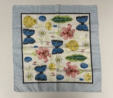 Vintage USA 16463 Colorful Botanical Floral Shell Scarf Bandana Cotton Poly 21  