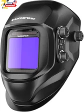 ARCCAPTAIN Welding Helmet Auto Darkening 3.94"X3.66" Large Viewing Screen True