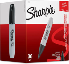Permanent Markers, Chisel Tip, Black, 36 Count - Home, School, Office Supplies