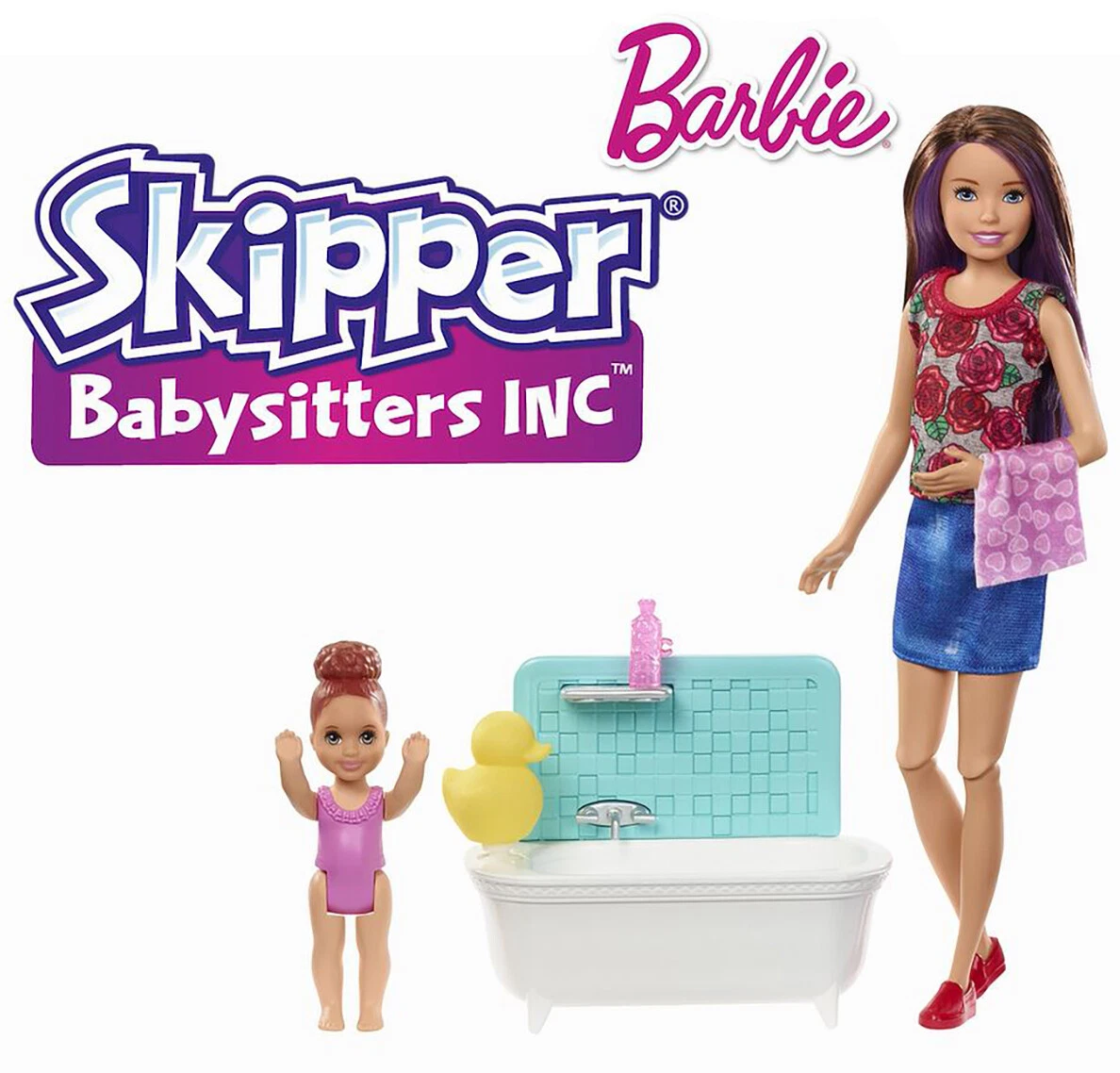Barbie Skipper Babysitters Inc Bathtub Time 2 Dolls Playset