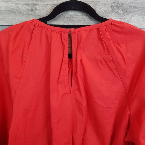 Sundry Crop Blouse Top Small Red Cotton Puff Sleeves Boho Casual Basics - Picture 9 of 10