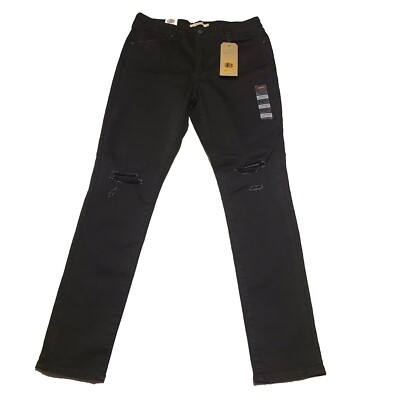 Levi's Women's 721 Size 14 M 32x30 High Rise Skinny Jeans  Black Distressed 