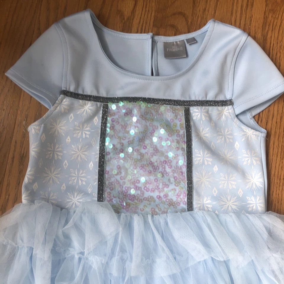 Disney  Frozen Anna Elsa Princess Dress Tutu Blue Ruffle Size 10/12 - Image 2 of 4