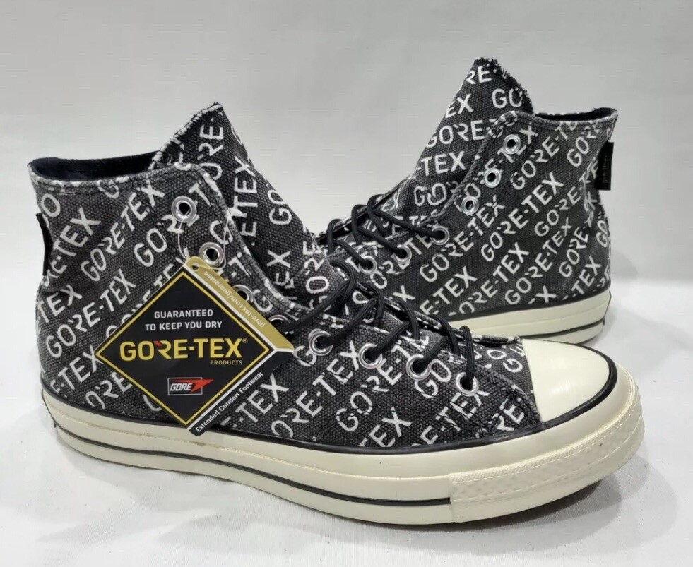 Converse Chuck 70s Hi Black Canvas GoreTex Off White Print Mens