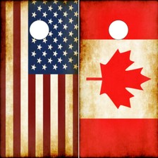 Rustic American  Rustic Canada Flag Cornhole Board Wraps DTOM ONLY Vinyl 2 Pack