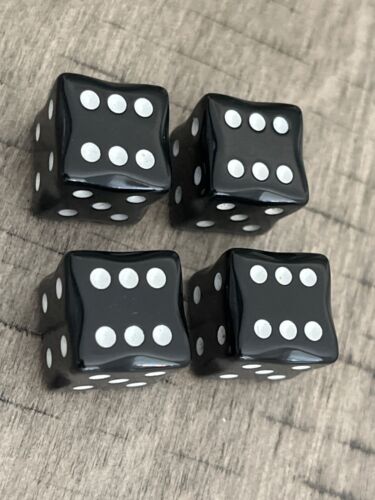 Yahtzee opaque black white pips 4 dice replacements 042724@ - Zdjęcie 1 z 2