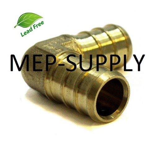 1/2" PEX Elbow - Brass 1/2 inch 90 Crimp Fitting, LEAD FREE - LOT OF (10)