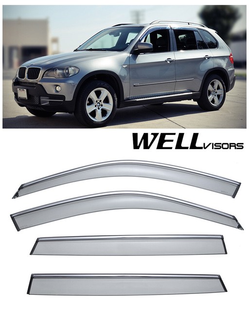 For 0717 BMW X5 WellVisors Side Window Visors W/ Chrome Trim eBay