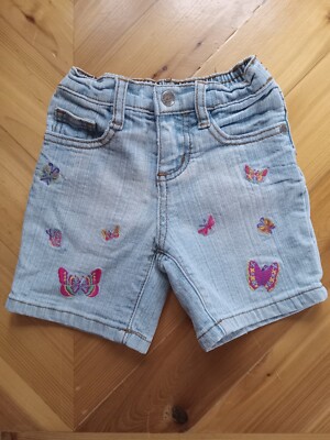Zana Di Jeans Toddler Girls Shorts 2t Butterfly Design Light Wash Button Zip