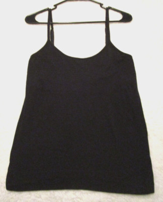 Cache Solid Black Adjustable Spaghetti Strap Cami w/Built-In Shelf Bra - Size M