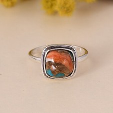Cushion Cut Mojave Oyster Turquoise in 925 Sterling Silver For Birthday Gift Her