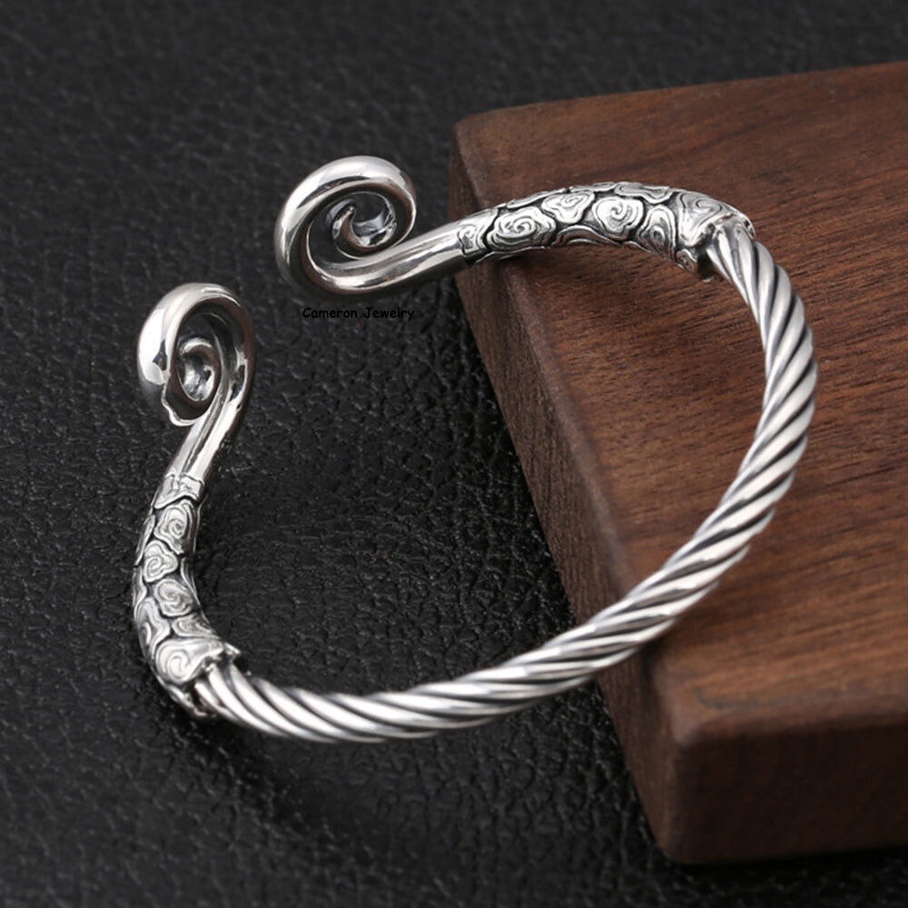 Pure S925 Sterling Silver Bracelet Golden Cudgel Cloud Bangle 40