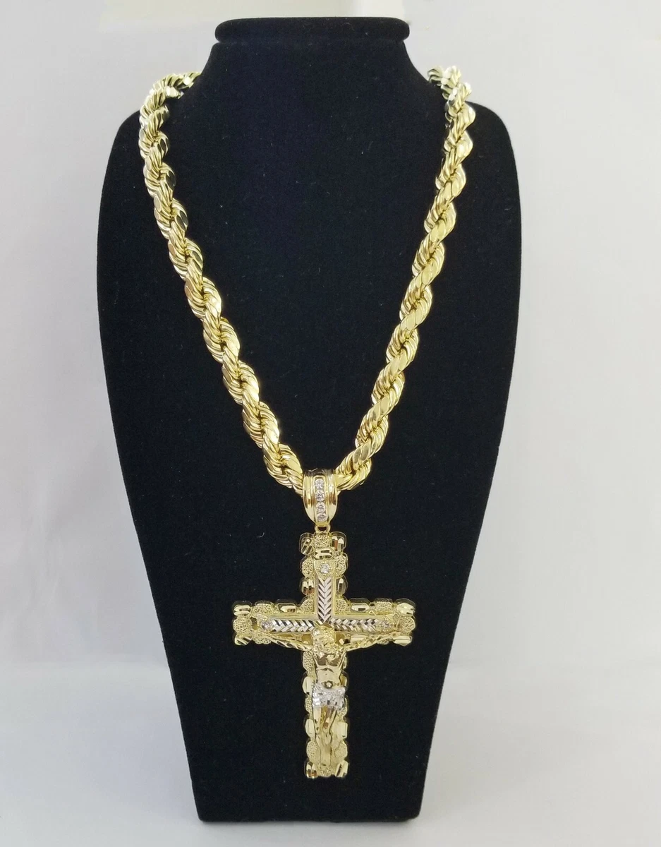 Gold rope 2024 chain with cross