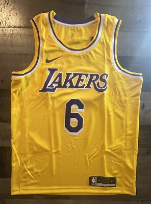 NIKE LeBron James Lakers Icon Swingman Jersey #6 Yellow Mens Size